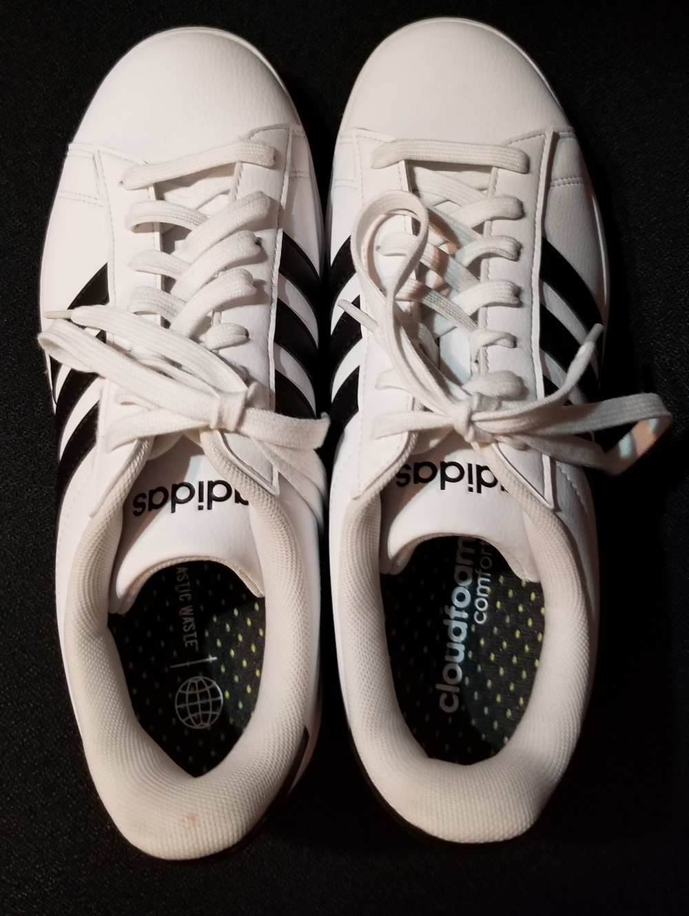 Adidas Grand Court White Sneakers with Black Stripes Size 9